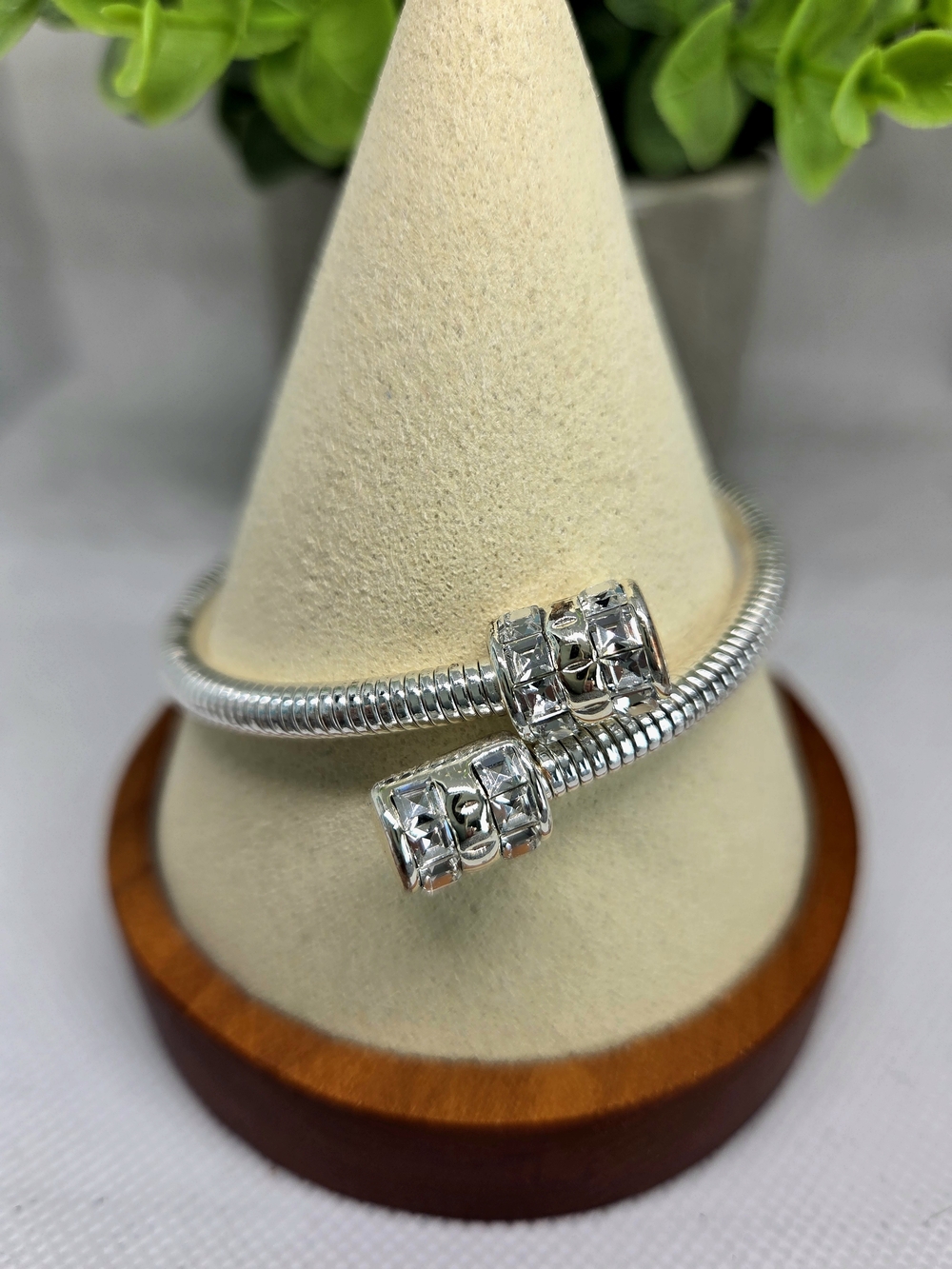 BP Sterling Silver Open-End Bangle with Decorative End Caps